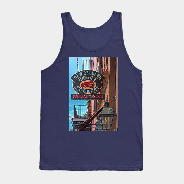 New Orleans Creole Cookery French Quarter Seafood Tank Top by Debra Martz